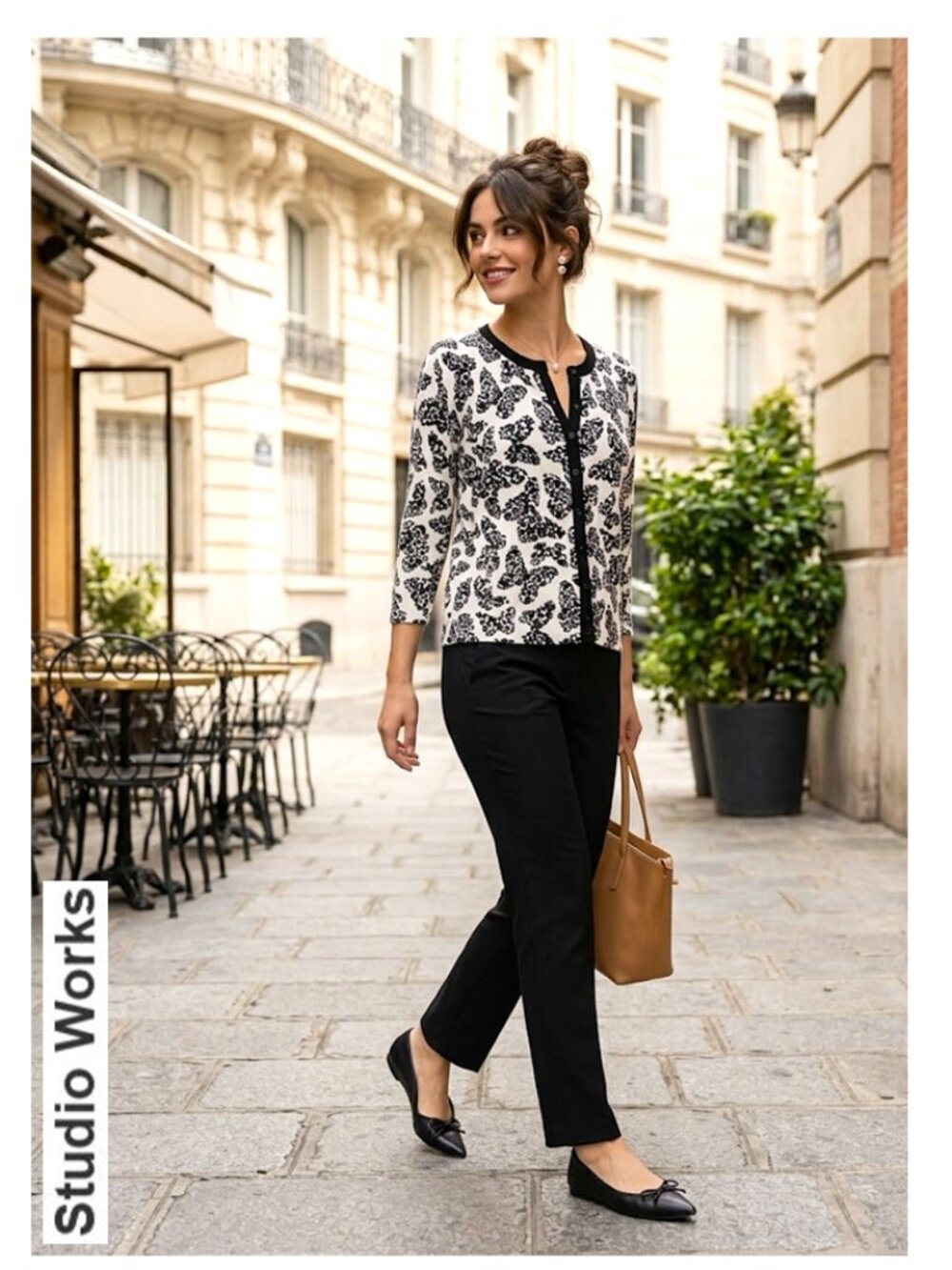 (3 for $30) STUDIO WORKS - cotton blend butterfly print cardigan